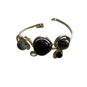 Bracelet Silver And Black Modern Unique Design Handmade From Europe